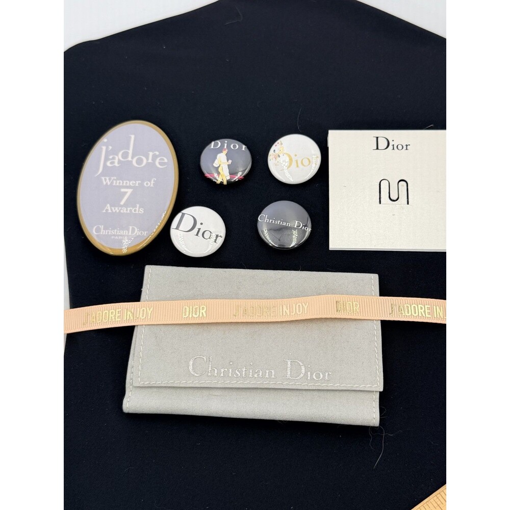 Christian Dior Vintage J'adore Collection 5 Pin Set Brooch Pouch Ribbon
